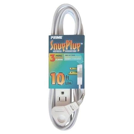 Prime Prime EC930610 White 3-Outlet Low Profile Extension Cord; 10 ft. EC930610
